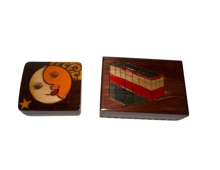 Carved Wooden Trinket Boxes- Made In Poland - 7in. L & 5in. L. image