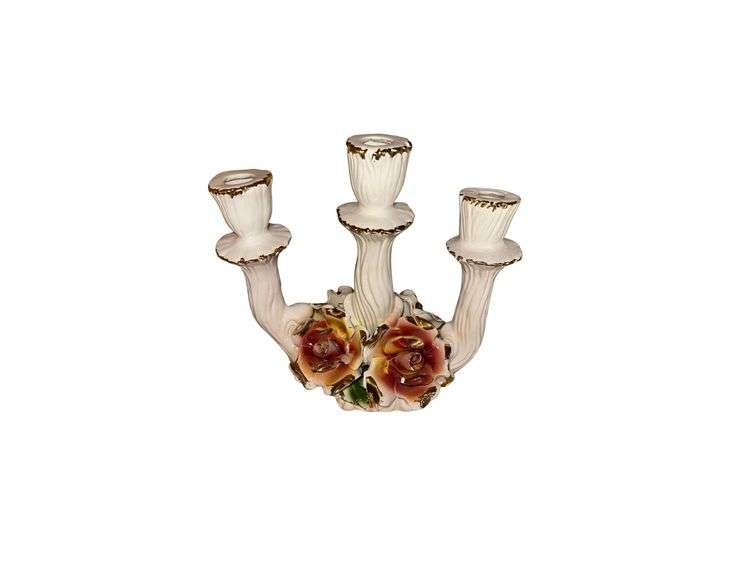 Italian Porcelain Candelabra 9” H. X 10.5” W. image
