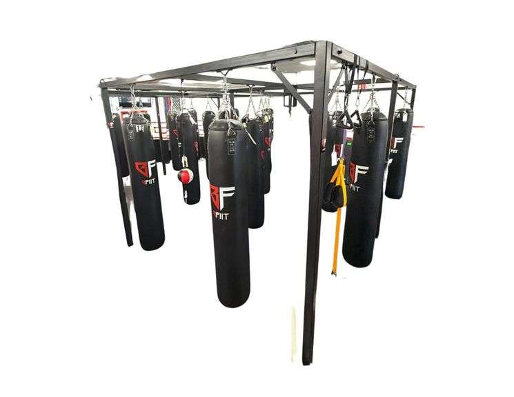 Heavy Bag Rack System - Holds up to 20 Bags - Cost $19,000 New - Buyer can remove after 4pm or following day - Approx. 20ft x 22ft - 9 Posts image