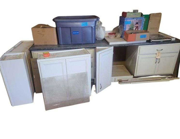 8'x40x20" Cabinet with Mable Like Top & Cupboards 30' 0nly not materials on Top image