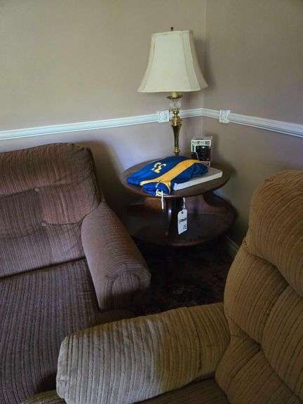 Matching Circular End Tables Approx 25" Diameter. Contents NOT Included image