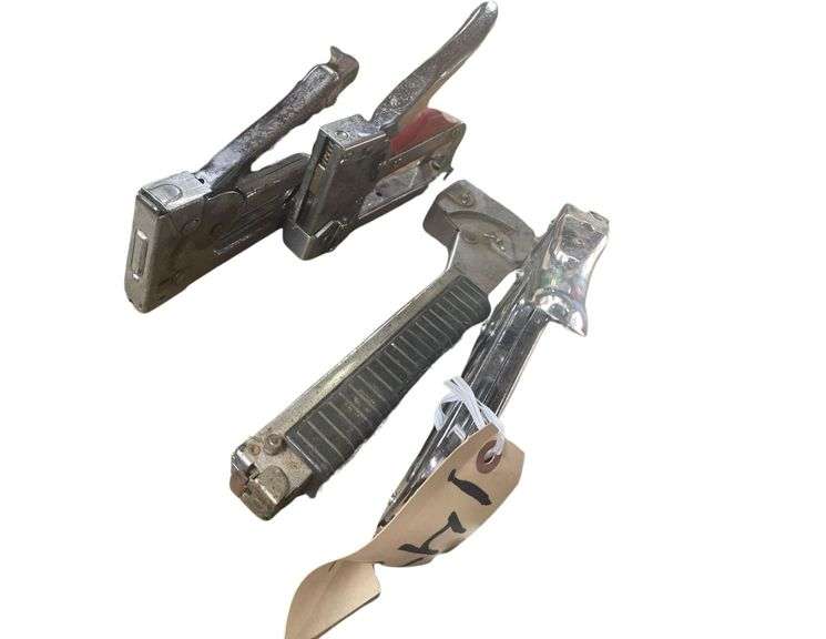 Approxametly 14 Boxes of Staples and 4 Different Staplers. And a Home Rivet Tool image