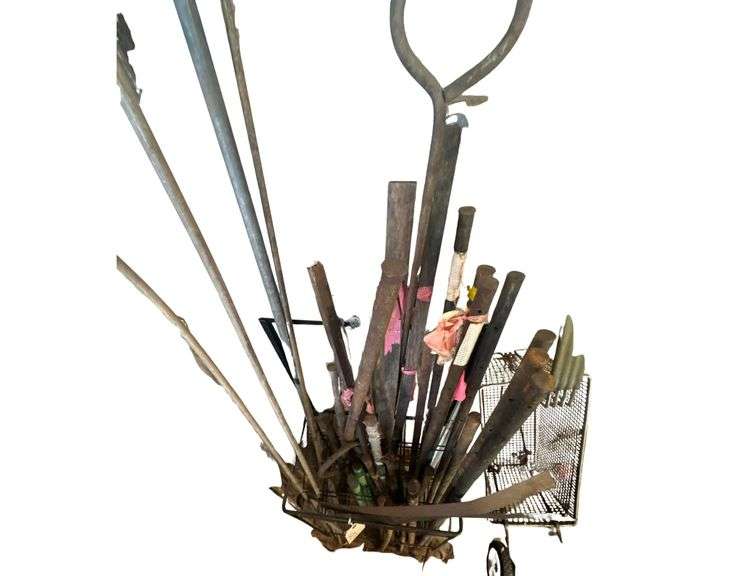 Storage Rack and Contents - Including Concrete Pins, Garden Stakes, Etc. image