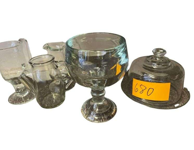 5 Piece Glass Collection, 6 Inch wide Covered Dish, 8 Inch Tall Glass image