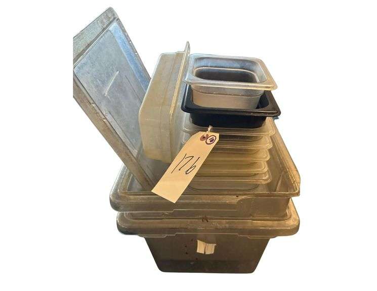 Lot of Plastic Pans And Food Storage Tubs image