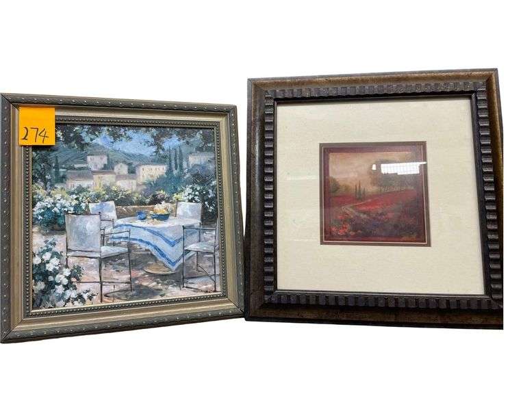 2 Framed Prints 17"x17" Papaveri Vista By Jill Schultz McGannon, With 15"x15" Tuscany Terrace By Allayn Stevens image
