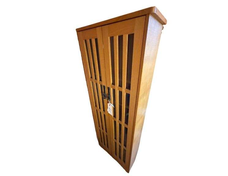 Wooden Cabinet w/ Glass Front - Approx. 56" Tall image