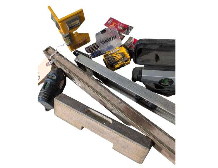 4 Levels, 1 Corner Level, Assorted Screw Bits, Lazer Level image