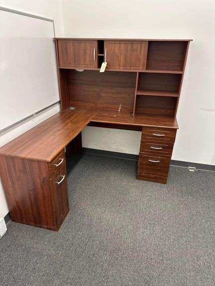 L Shaped Wooden Computer Desk - 71”L. X 19.5”D. X 63”H. image