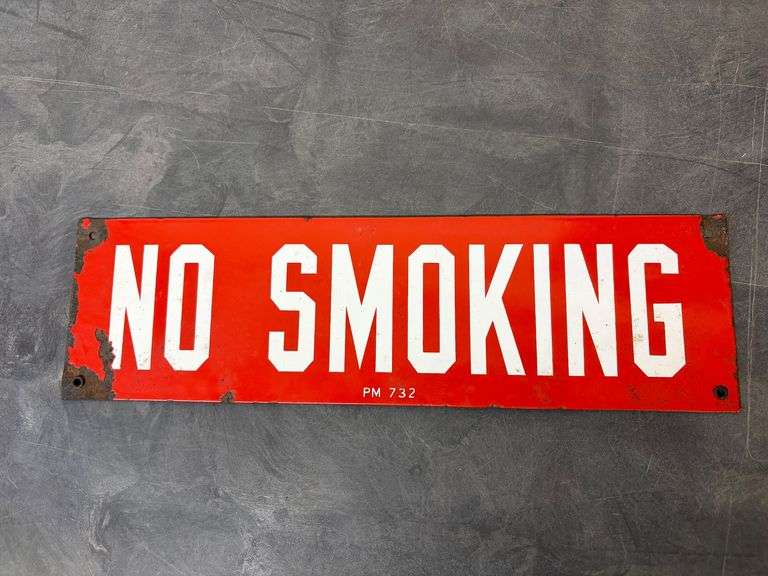 Vintage Porcelain "No Smoking Sign" - PM 732 - 14x4" image