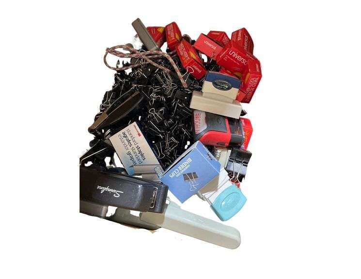Box of Clips ,Staples and Paper Clips image