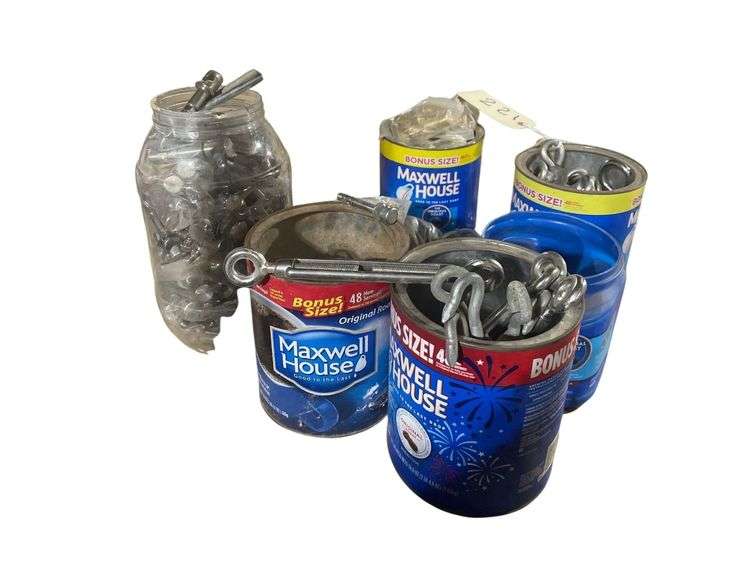 6 Coffee Cans of Assorted Nuts Bolts image