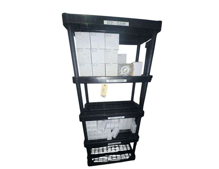 Plastic Shelving Unit w/ Various Light Bulbs - 5W, 2700K - 19W, 6000K - 30" x 14" x 73" image