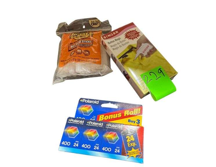 Singer Button Magic, Polaroid Bonus Roll, Various Hot Glue Sticks image