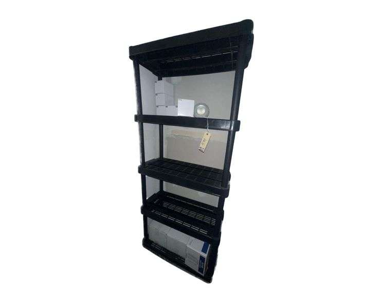 Plastic Shelving Unit w/ Various Light Bulbs & ULine Labels - 15W, 4000K - 20W, 5000K - 30" x 14" x 73" image