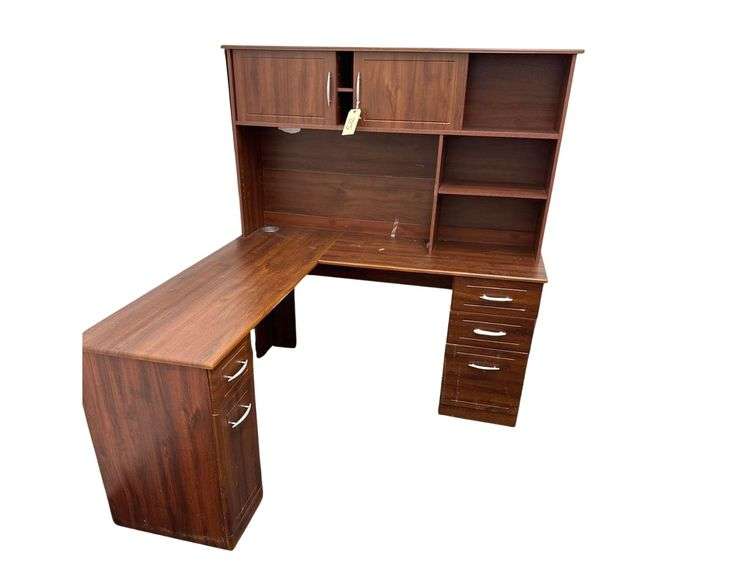 L Shaped Wooden Computer Desk - 71”L. X 19.5”D. X 63”H. image