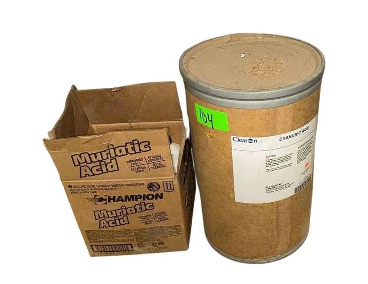 Contents Of Bottom Shelf Includes Assorted Pool Chemicals & Acids image