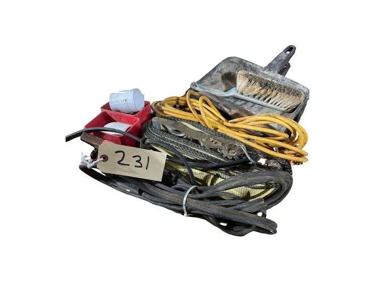 Jumper Cables,Tie Down Strap and Dust Pan image