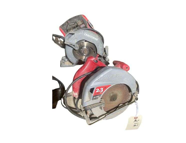 2 Electric Circular Saws a Skilsaw 2.3 HP 7-1/4 mod.49020 with a Craftsman 7-1/4 image