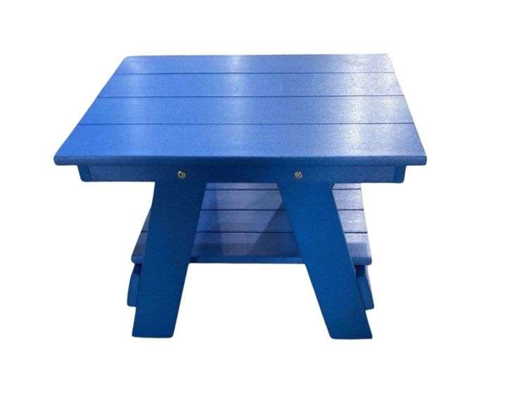 (New In Box) Poly Wood 4 Plank Side Table w/ Shelf - Cobalt Blue image