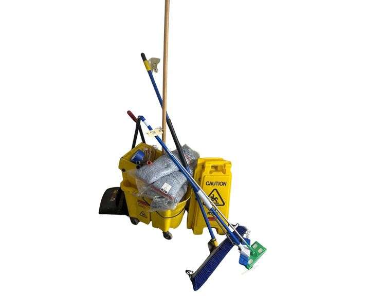 Mop Bucket - Wet Floor Signs - Push Broom - Paint Rollers - Dustpan - Mop Heads image