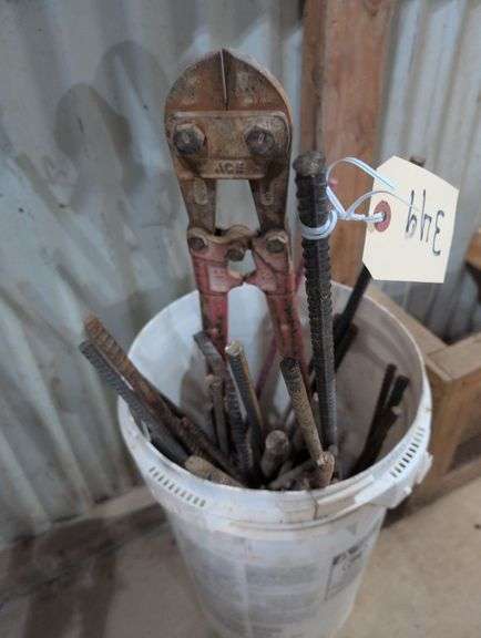 1 Pair Bolt Cutters, Assorted Pieces of Rebar. image