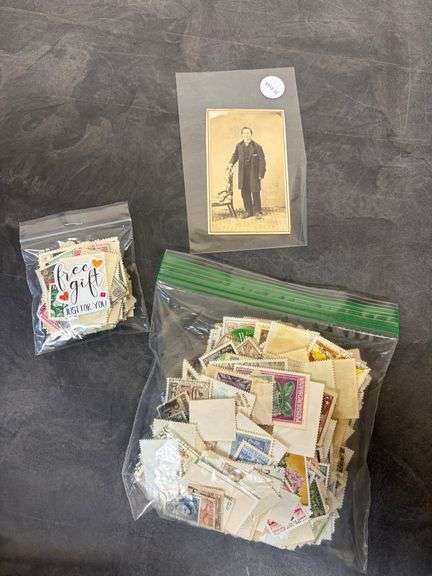 1860s Hurlbut & Henry Antique CDV Photo - Antique 3 Cent Telegraph Revenue Stamp - Greenville, Mercer Co. PA - Various International Vintage Stamps (SEE PHOTOS) image