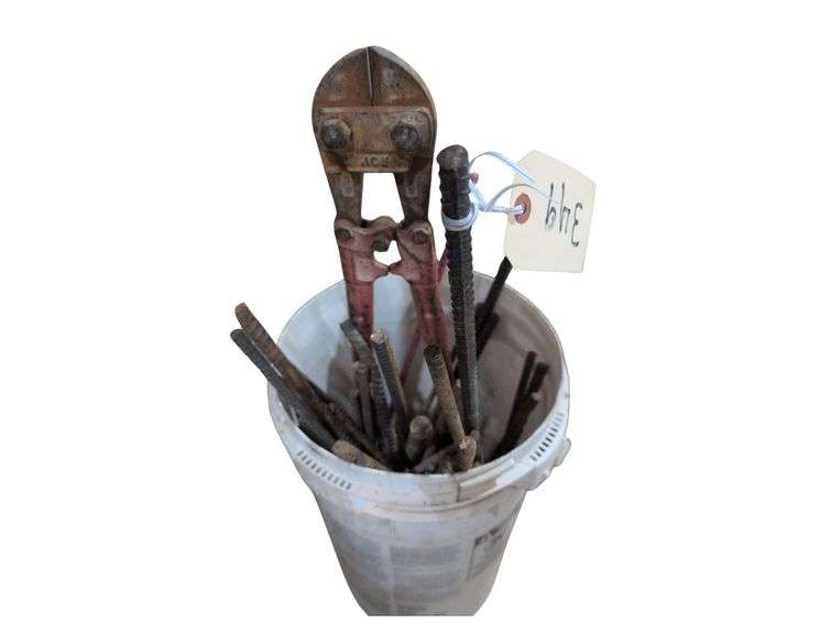 1 Pair Bolt Cutters, Assorted Pieces of Rebar. image