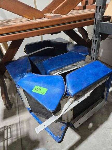 (2) Blue Back to Back Boat Seats Approx 64" image
