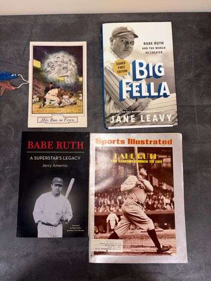 Babe Ruth Books & Magazine - "A Superstar's Legacy" (Signed by Babe Ruth's Grandson Tom Stevens & Book Author) - 1952 "Under the Stars" Hits, Runs, no Errors - "The Big Fella" (Author Signed) - 1974 Sports Illustrated "The Legend Comes to Life" image