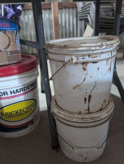 2 Buckets of Color Hardener, 2 Packages of Concrete Stain, 2 Containers of Something image