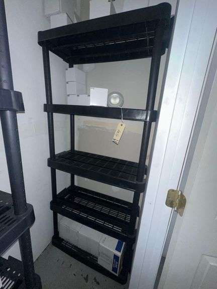 Plastic Shelving Unit w/ Various Light Bulbs & ULine Labels - 15W, 4000K - 20W, 5000K - 30" x 14" x 73" image