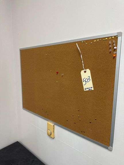 Contents On Walls - Cork Board - 35.5” L. X 23.5” W. - Small Dry Erase Board - 11” L. Xx8.5” W. - Plastic Letter Holders - 17” L. X 13” W. image