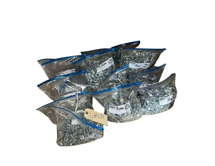 10 Bags Of Bolts - 8 Bags Of Nuts - Galvanized image