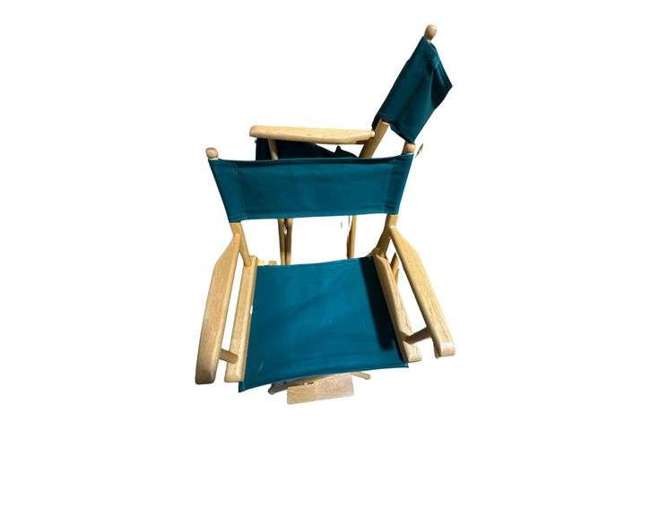 Pair of Folding Directors Chairs - 29” - Oak w/ Green Seat & Back - Telescope Casual Furniture image