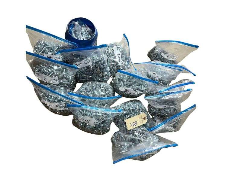 10 Bags Of Bolts - 8 Bags Of Nuts - Galvanized image