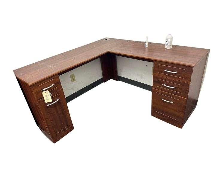 L Shaped Wooden Computer Desk - 71”L. X 19.5”D. X 30"H. image
