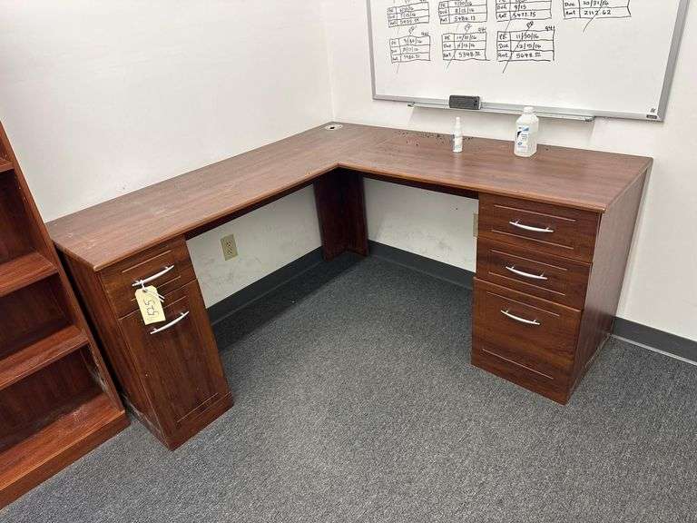 L Shaped Wooden Computer Desk - 71”L. X 19.5”D. X 30"H. image