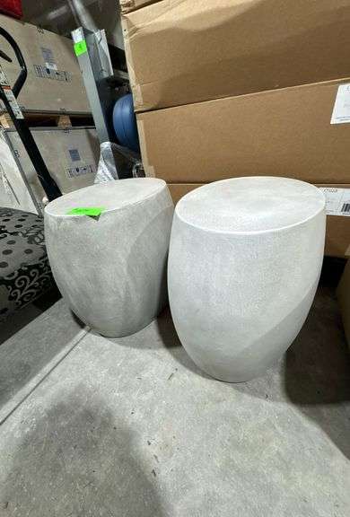 Pair of Egg Shaped Modern End Tables - Ceramic image