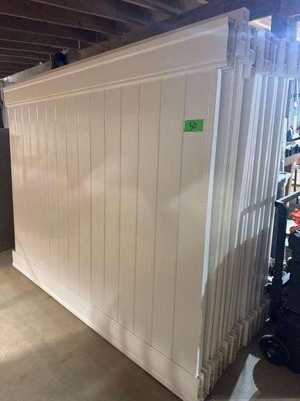 Lot of Vinyl Privacy Fence and Posts - 16 Panels and 15 Assorted Posts image