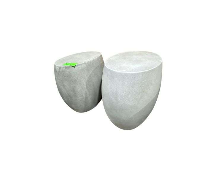 Pair of Egg Shaped Modern End Tables - Ceramic image