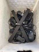 5 Plastic Mail Totes of Keyboards Cables Telephone Lines and Mice