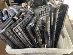 5 Plastic Mail Totes of Keyboards Cables Telephone Lines and Mice
