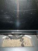 Plastic Tote Of Hair Products Hang On Tabletop TV Stand Magic Shade Gateway Computer Monitor