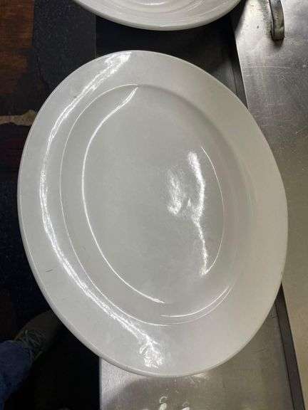 White Serving Plates 11 Inch Round with 13x10 Inch Plates