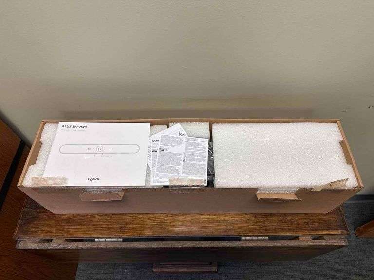 Unused 2023 Logitech Rally Bar Mini - Model 960-001336 - All-In-One Video Bar - Includes Logitech Video Bar Wall Mount