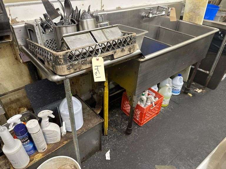 Stainless Steel 3 Basin Commercial Sink - 70in Long
