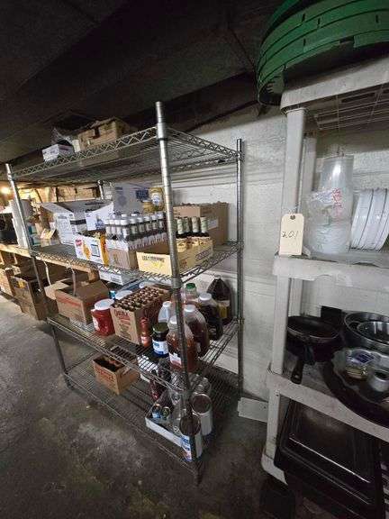 Metal Shelf. 63 in H x 48 in. W x 24 in D. CONTENTS NOT INCLUDED. Remove After 4 p.m