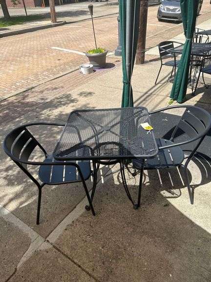 2 Ft. Square Steel Table With 2 Chairs