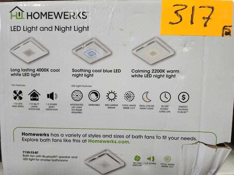 Bath Fan with Speaker, LED Light and Night Light - Homewerks - Missing Part - Outdoor Wall Lantern- Project Source